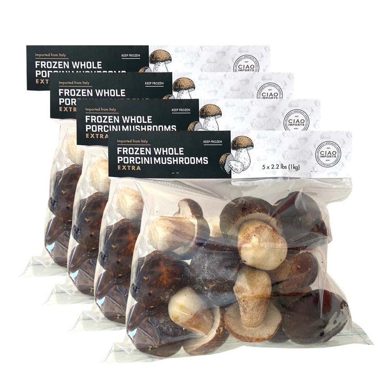 Ciao Imports, Whole Porcini Mushrooms (Extra), AA Grade IQF, 1 kg (2.2 lb) 4-Pack - Ciao Imports - 00860011250838 - Ciao Imports - Authentic Specialty Foods