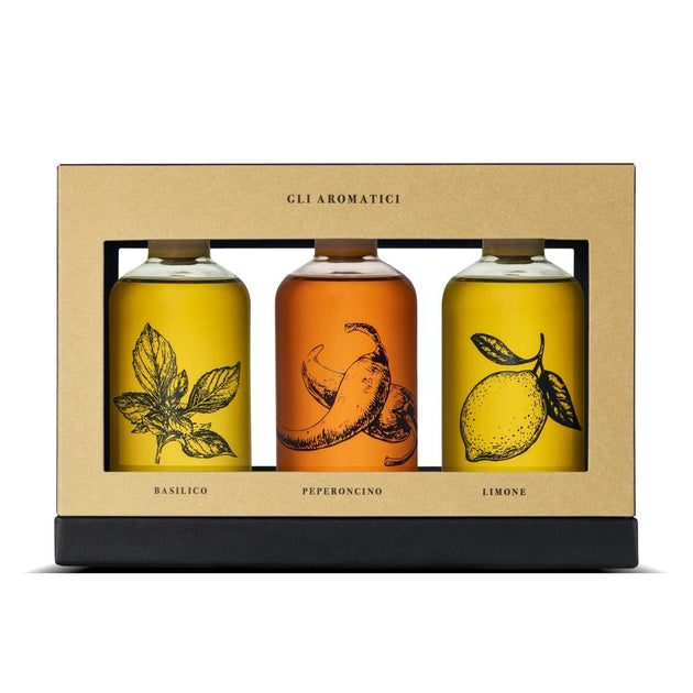 Bio Orto Organic Extra Virgin Olive Oil Gift Set, Basil, 3