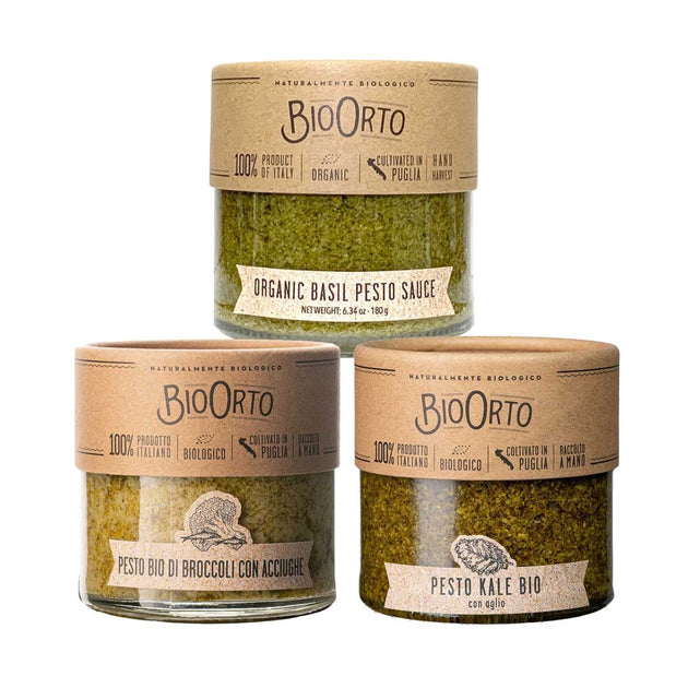 Bio Orto Pesto Trio Gift Set (Basil, Kale & Broccoli) Holiday Bundle