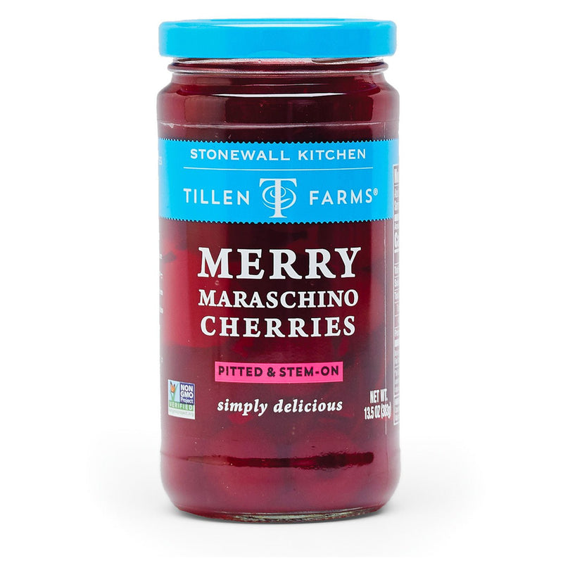 Merry Maraschino Cherries, 13.5 oz Jar - Tillen Farms - 898655000182 - Ciao Imports - Authentic Specialty Foods