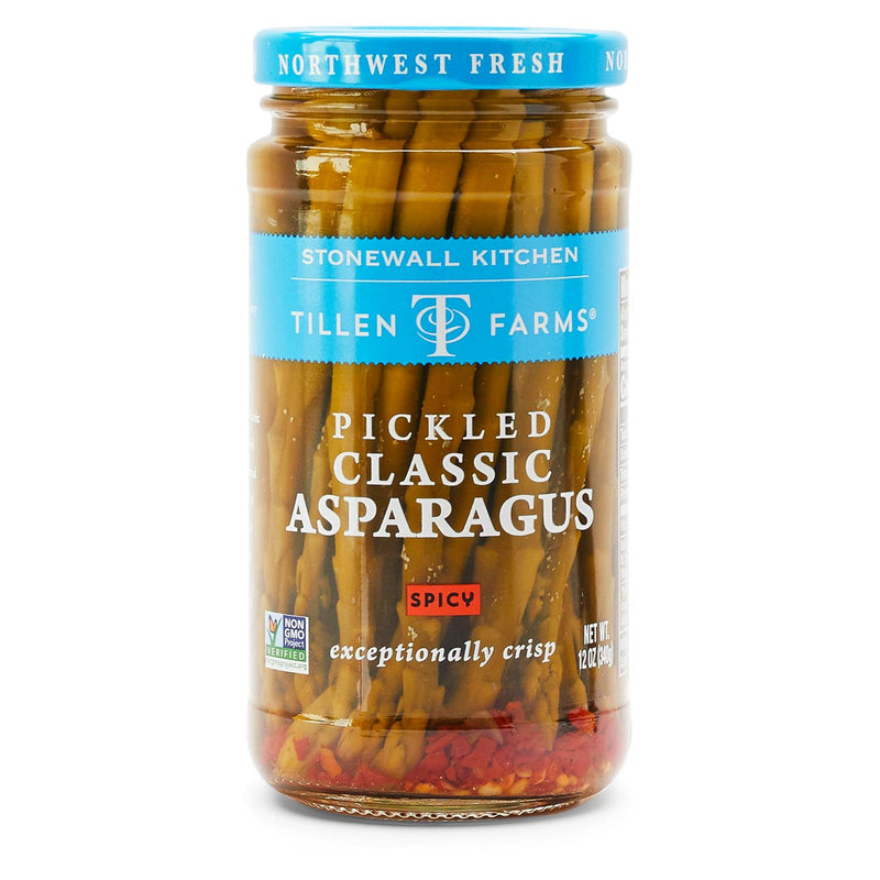 Spicy Pickled Classic Asparagus, 12 oz Jar - Tillen Farms - 00087754120062 - Ciao Imports - Authentic Specialty Foods