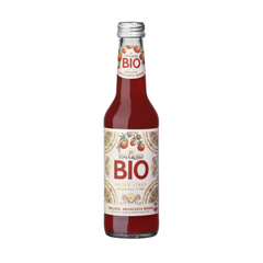 A 24-pack of Tomarchio Organic Blood Orange Soda IGP (275ml), a sparkling Italian soda made with certified Sicilian blood oranges, featuring vibrant orange illustrations and decorative Sicilian patterns on the label.