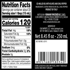 Romano, Chili Pepper Co-Milled Extra Virgin Olive Oil (250ml/8.8oz)