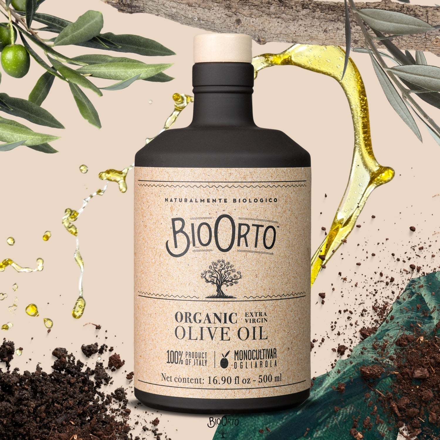 Bio Orto Organic Ogliarola Extra Virgin Olive Oil (500ml / 16.9oz)