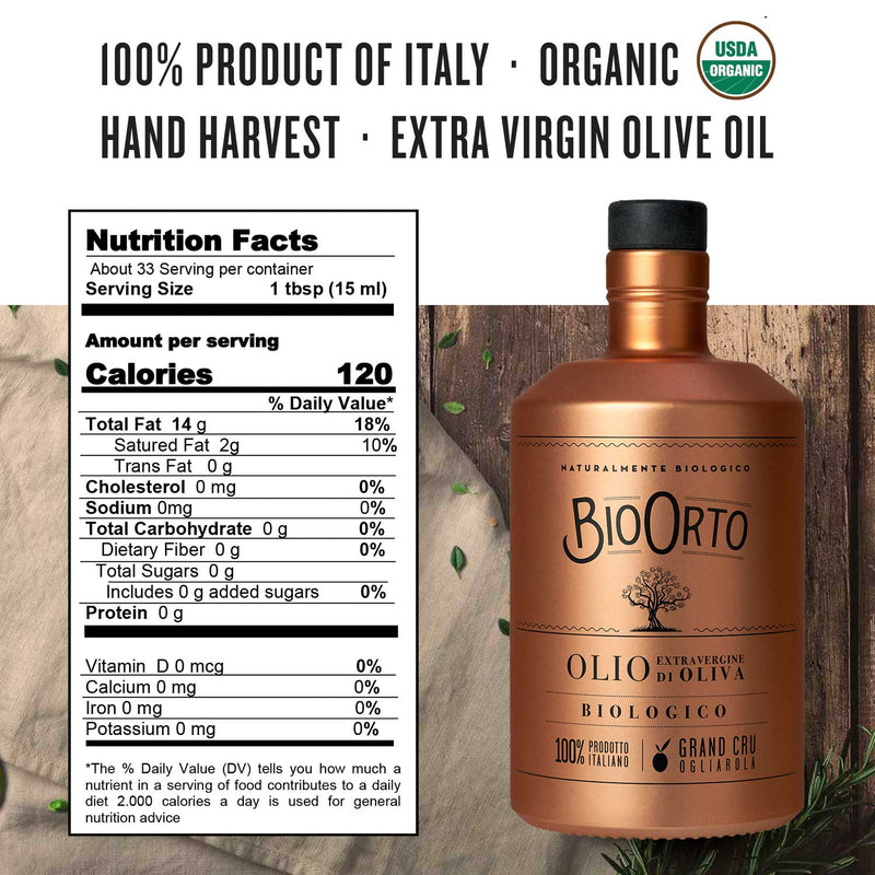 Bio Orto Organic 'Ogliarola' Grand Cru Extra Virgin Olive Oil (500ml / 16.9oz) - Bio Orto - 8051490500756 - Ciao Imports - Authentic Specialty Foods