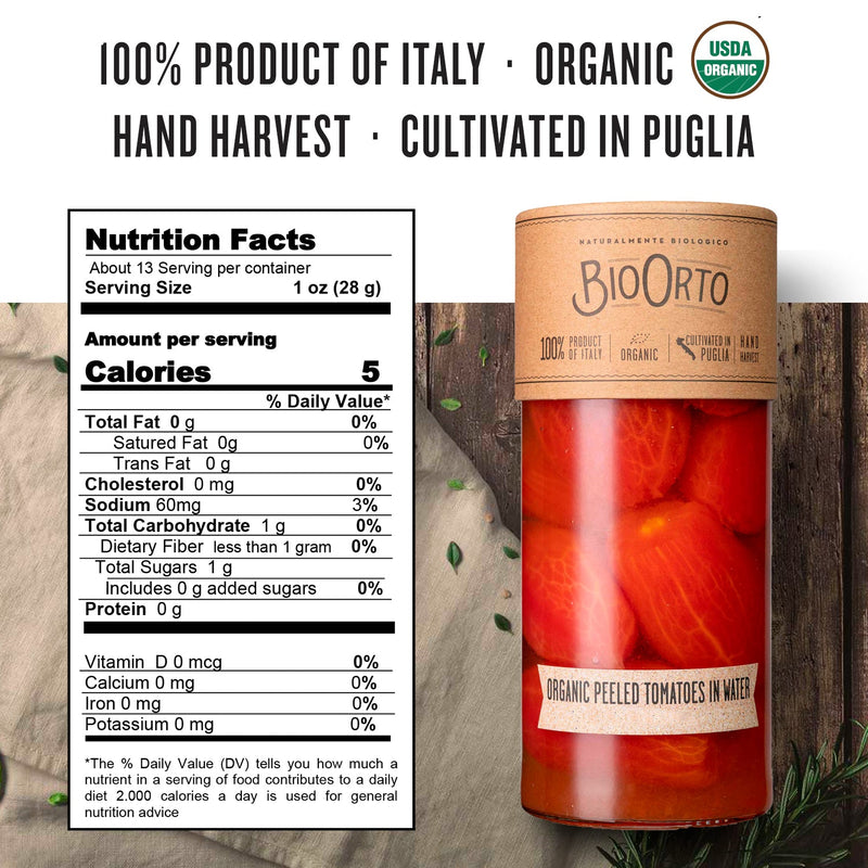 Bio Orto Organic Whole Peeled Tomatoes in Water (550g / 19.4oz) - Bio Orto - 8051490500442 - Ciao Imports - Authentic Specialty Foods