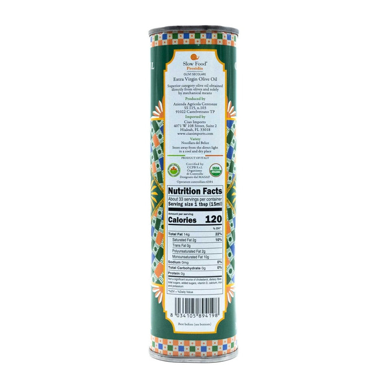 'Case di Latomie' Organic Extra Virgin Olive Oil, Iconic Tin (0.5L/16.9 fl oz) - Centonze - 8034105894198 - Ciao Imports - Authentic Specialty Foods