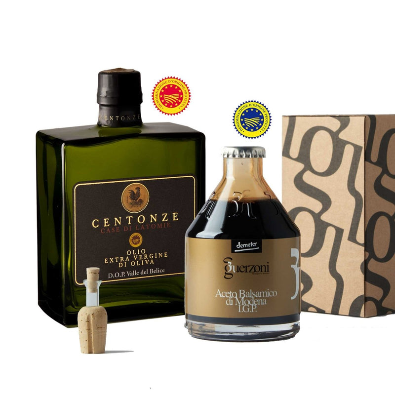 Centonze Extra Virgin Olive Oil & Balsamic Vinegar Combo Gift Set, Holiday Bundle, Give the Gift of Gourmet - Ciao Imports - Ciao Imports - Authentic Specialty Foods