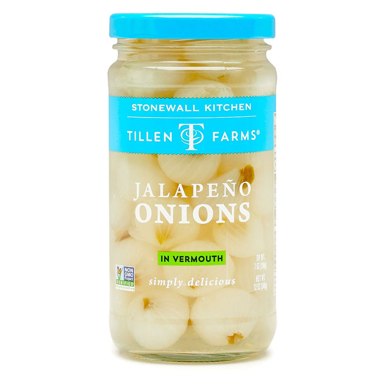 Jalapeno Onions in Vermouth, 12 oz Jar - Tillen Farms - 898655000625 - Ciao Imports - Authentic Specialty Foods
