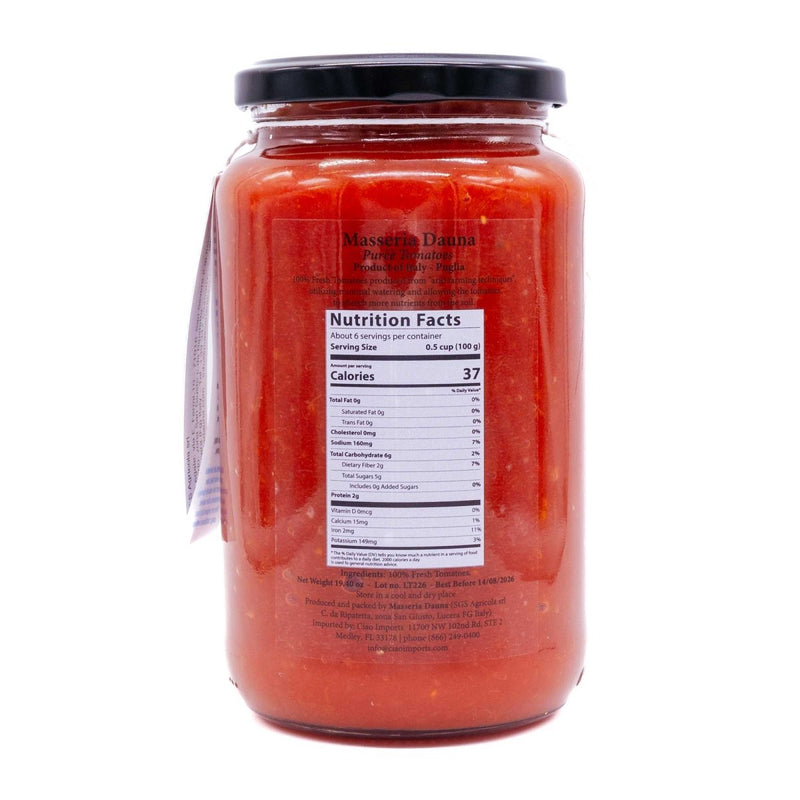 Masseria Dauna, Puree Tomatoes (550g / 19.4oz) - Masseria Dauna - 8056684740192 - Ciao Imports - Authentic Specialty Foods