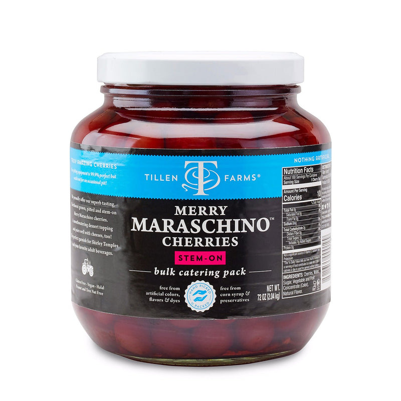 Merry Maraschino Cherries, Food Service, 72 oz Jar - Tillen Farms - 20898655000193 - Ciao Imports - Authentic Specialty Foods