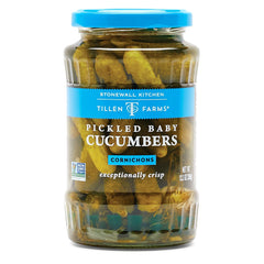 Pickled Baby Cucumbers (Cornichons), 12.3 oz Jar - Tillen Farms - 898655000557 - Ciao Imports - Authentic Specialty Foods