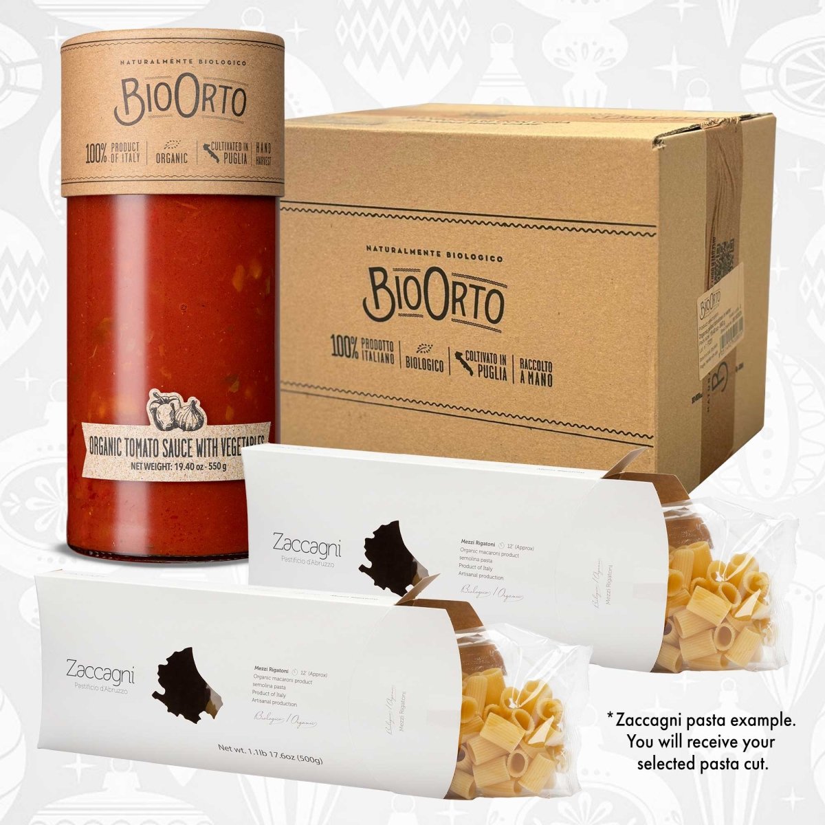 Taste of Italy Giftset, Case of Bio Orto Pasta Sauce (6-Pack), get 