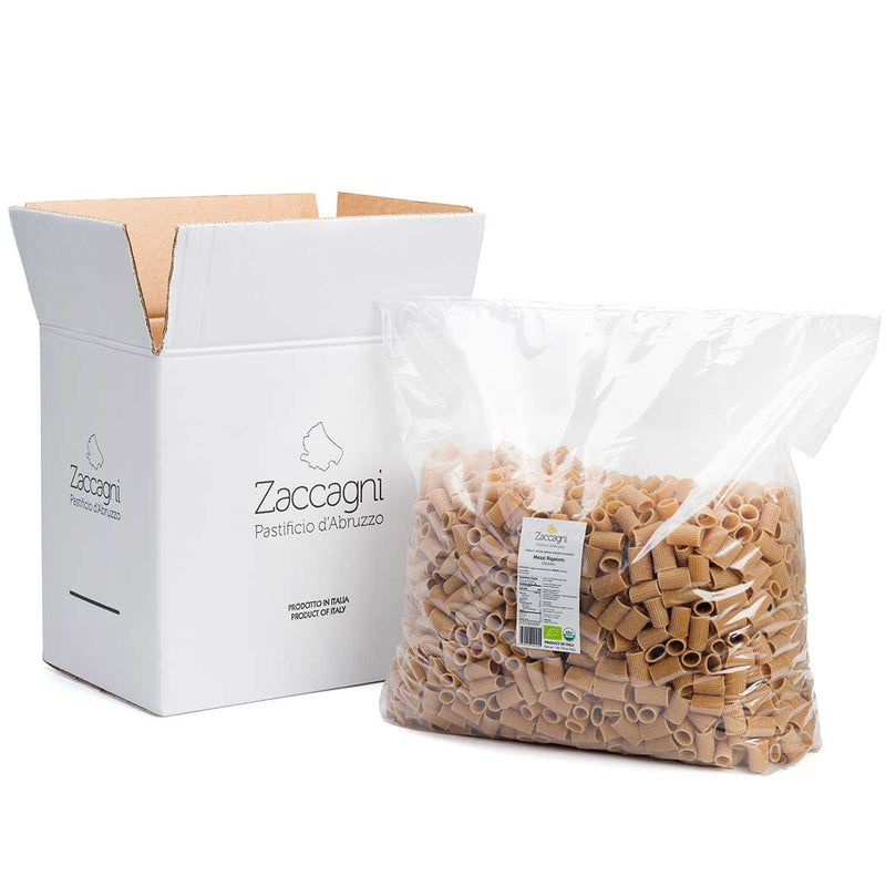Zaccagni, Organic Whole Wheat Mezzi Rigatoni Pasta, Foodservice (11lbs/5kg) - Zaccagni - 8059020240455 - Ciao Imports - Authentic Specialty Foods